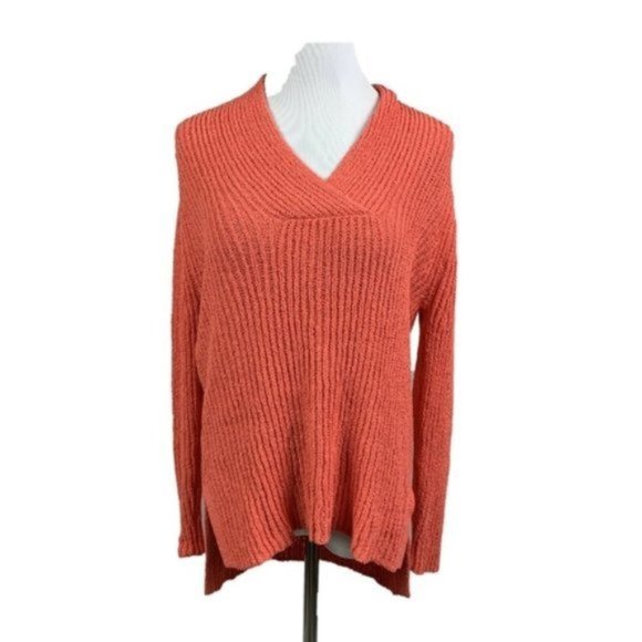 Caslon Sweaters - Caslon Nordstrom Coral Ribbed V-neck Sweater